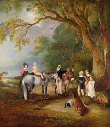 Miss Catherine Herrick com suas sobrinhas e sobrinhos, os cinco filhos mais velhos do Rev. e Sra. Henry Palmer, 1827