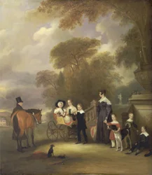 O Rev e a Sra. Henry Palmer com seus seis filhos mais novos em Withcote Hall, Near Oakham, Leicestershire