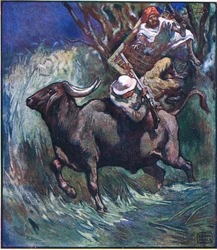 Naquele momento, os galhos cederam com um grande estrondo (lito colorido)