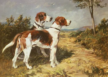 Dois cães em uma paisagem