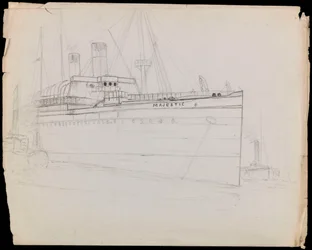 PAH1223; Esboço do navio de passageiros Majestic (inacabado) (desenho)