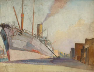 O navio lança-cabos "Telconia", c.1910-30 (óleo sobre papel)