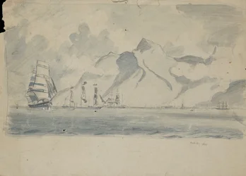 Vista da Baía da Mesa com navios