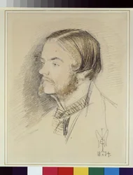 Retrato de Holman Hunt, 1854 (wc e lápis sobre papel)