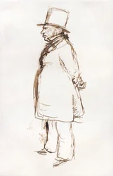 Turner On Vernishing Day At The Royal Academy (caneta e tinta castanha sobre papel branco)