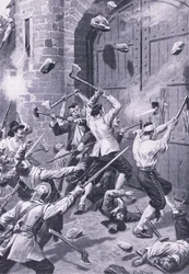 O saco de Dundee 1 de setembro de 1651: marinheiros ingleses atacam o Porto Wellgate, ilustração de 