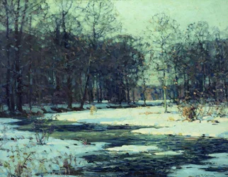 Paisagem fluvial de inverno (óleo sobre tela)
