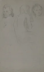 Dois estudos de retrato e um nu masculino, sentado