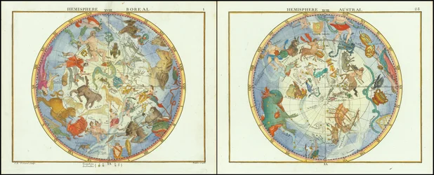 1776 - John Flamsteed - Hemisfério Austral e Hemisfério Boreal