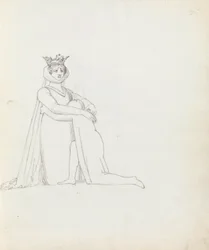 Desenho da Sra. Siddons como Constance, 1783 (caneta, tinta e papel)