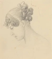 Cabeça de uma mulher olhando para baixo (Theresa Turner?)
