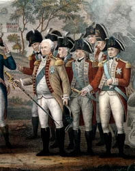 Oficiais britânicos Tarleton, Cornwallis, Abercrombie, O