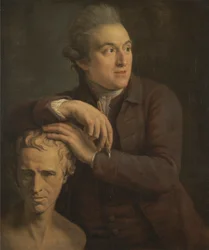 Joseph Nollekens com o seu busto de Laurence Sterne