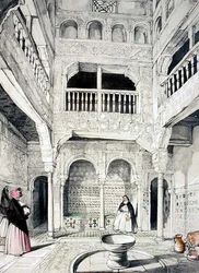 Entrada para os Banhos, de "Esboços e Desenhos da Alhambra", gravado por James Duffield Harding (1798-1863)