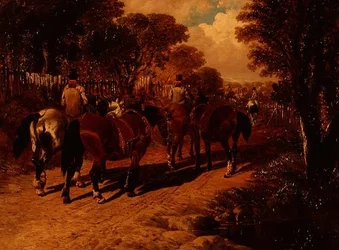 Cavalos e Noivos em Caminho de Treino
