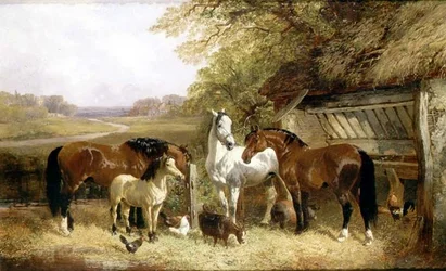 Animais da Fazenda em uma Paisagem (óleo sobre tela)
