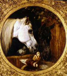 No Estábulo (óleo sobre tela)