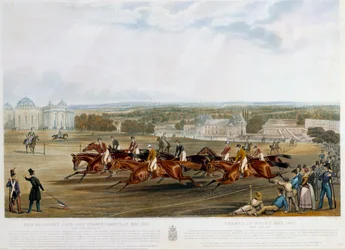 Prix du jockey club a Chantilly em 1841 Impressão de John Frederick Herring (1795-1865) (ec.engl.) 1841 Coleção privee