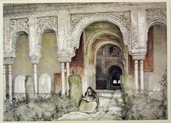Entrada para o Salão das Duas Irmãs (Sala de las Hermanas), de &39;Sketches and Drawings of the Alhambra&39;, 1835