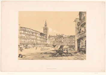 Esboços de uma viagem à Espanha: Plaza de San Francisco, em Sevilha Plaza de San Francisco, Sevilha (título no objeto)