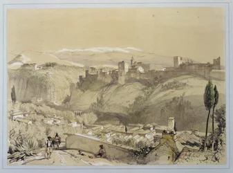 A Alhambra de Albay, de &39;Esboços e desenhos da Alhambra&39;, gravada por James Duffield Harding (1798-1863), 1835