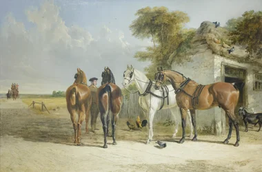 Correio de autocarro, J F Herring (óleo sobre tela)