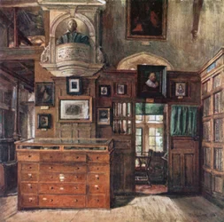 Um "Estudo" na Biblioteca Bodleian (litografia a cores)