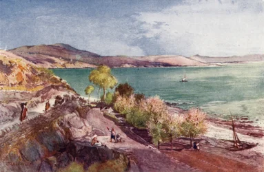 O lago da Galileia, olhando para o norte de Tiberíades