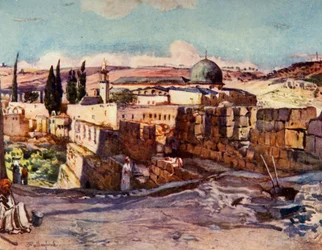 A mesquita de El Aksa de dentro do muro sul de Jerusalém, 1902.