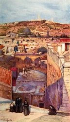 O Monte das Oliveiras de uma casa no topo do Monte Sião, 1902.