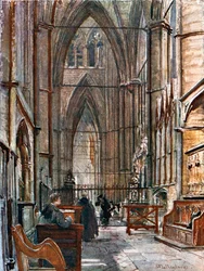 O Ambulatório Sul, olhando para Oeste para o Coro Sul (litografia a cores)