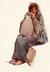 Figura sentada no transportador de água, Jerusalém, 1902.