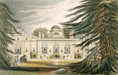 Frente do jardim de Chiswick House (gravura a cores)