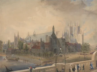 Vista do Westminster Hall e Abbey a partir da ponte