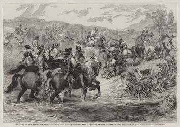 Um exército em março, a retaguarda com as carroças de bagagem, na exposição da Royal Academy