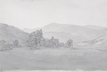 Llantysilio Mountain, País de Gales (caneta, tinta e papel)