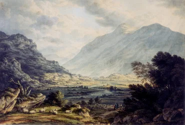 Perto de Capel Currig, com vista para o Monte Snowdon, País de Gales, cerca de 1793-1830 (aguarela)