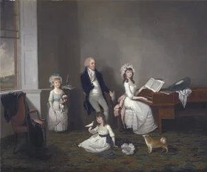 John Richard Comyns de Hylands Essex, com suas filhas, 1775
