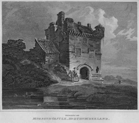 Restos do Castelo de Morpeth, Northumberland, 1814