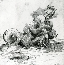 Ilustração de um monstro do mar, do século XVIII