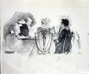 Um Encontro à Mesa (caneta e tinta sobre papel) (detalhe de 143433)