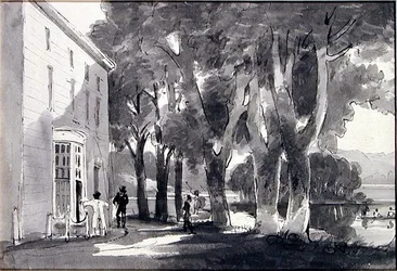 Brathay Hall (caneta e tintagem sobre papel)