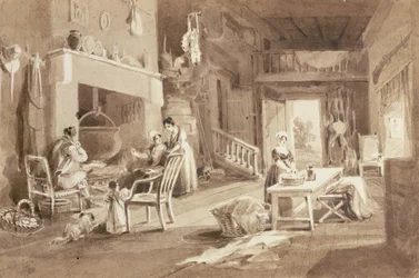 Cozinha no Brathay Hall (tinta no papel)