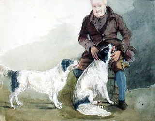 Major Gilpin e os seus cães (aguarela sobre papel)
