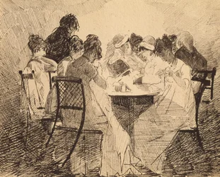 Festa em Dublin, 1809 (caneta e tinta no papel)