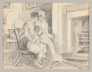 Três à beira do fogo, com John W de 3 anos, 1812