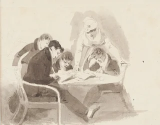 Dois meninos fazendo lição de casa, 1811 (wc no papel)