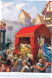 A chegada do cardeal Richelieu a Lyon, ilustração de «História das Nações de Hutchinson»