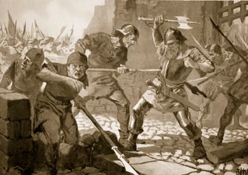 A morte de Stussi, burgomestre de Zurique, em batalha, 1443