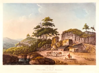Fornos de cal. Uma vista em Clifton perto de Bristol, Gloucestershire, 1798.